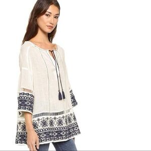 Free People "Noyal Counting Stars" Ivory Embroidered Tunic/Minidress